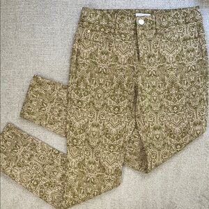 Eric Pant size 4 in Olive Embroidered Pattern Tapestry